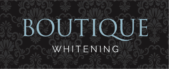Boutique Whitening logo with a decorative pattern background
